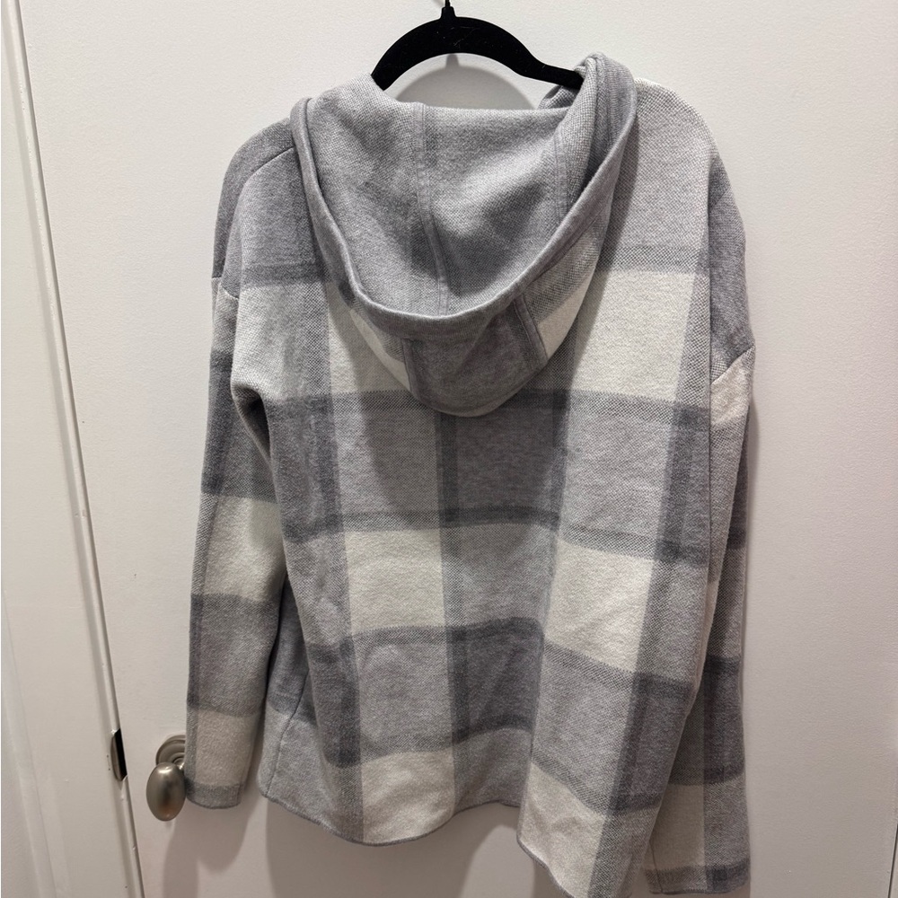 Cynthia Rowley Gray Checkered Zip Up Sweatshirt - Picture 2 of 4